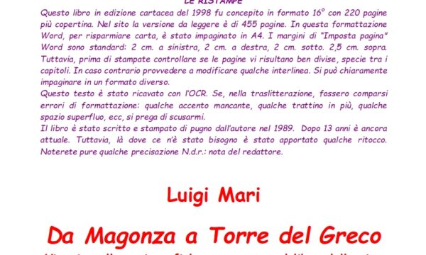 Mari, Luigi – Da Magonza a Torre del Greco – storia, tecnologia poligrafica, cultura anedottica…